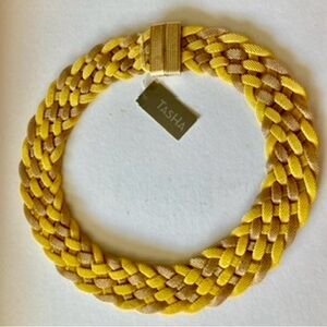 Tasha Yellow and Tan Braided Necklace